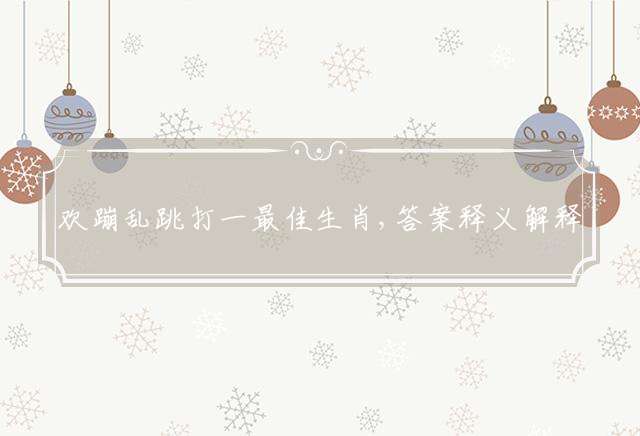 欢蹦乱跳打一最佳生肖,答案释义解释落实