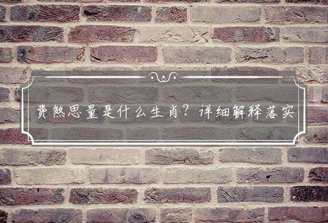 费煞思量是什么生肖？详细解释落实