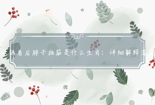 欲钱看后脖子抽筋是什么生肖：详细解释落实