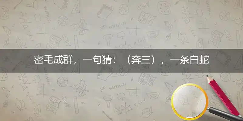密毛成群,一句猜：（奔三）,一条白蛇打一生肖
