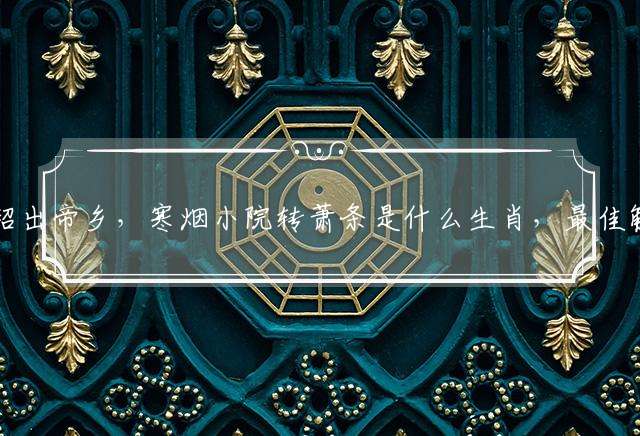 好是乘轺出帝乡，寒烟小院转萧条是什么生肖，最佳解释释义落实