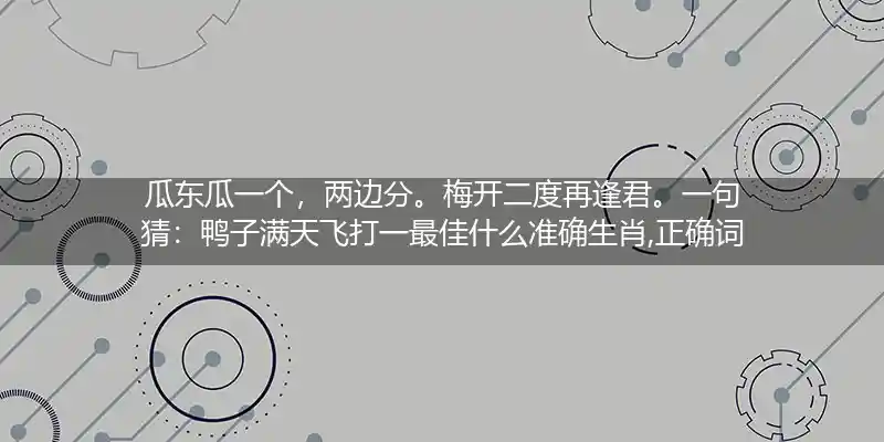瓜东瓜一个，两边分。梅开二度再逢君。一句猜：鸭子满天飞打一最佳什么准确生肖,正确词语解析