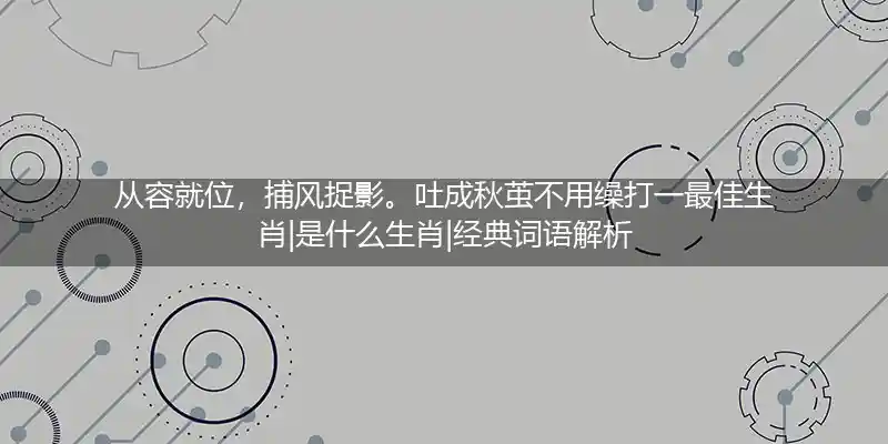 从容就位,捕风捉影。吐成秋茧不用缲打一生肖