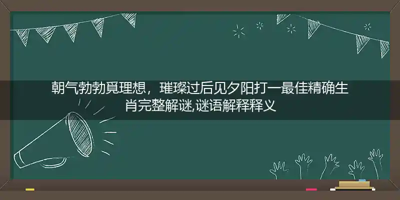 朝气勃勃覓理想，璀璨过后见夕阳打一最佳精确生肖完整解谜,谜语解释释义