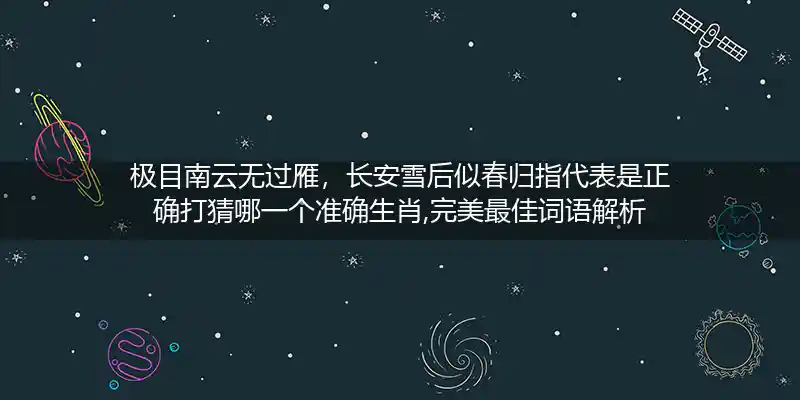 极目南云无过雁，长安雪后似春归指代表是正确打猜哪一个准确生肖,完美最佳词语解析